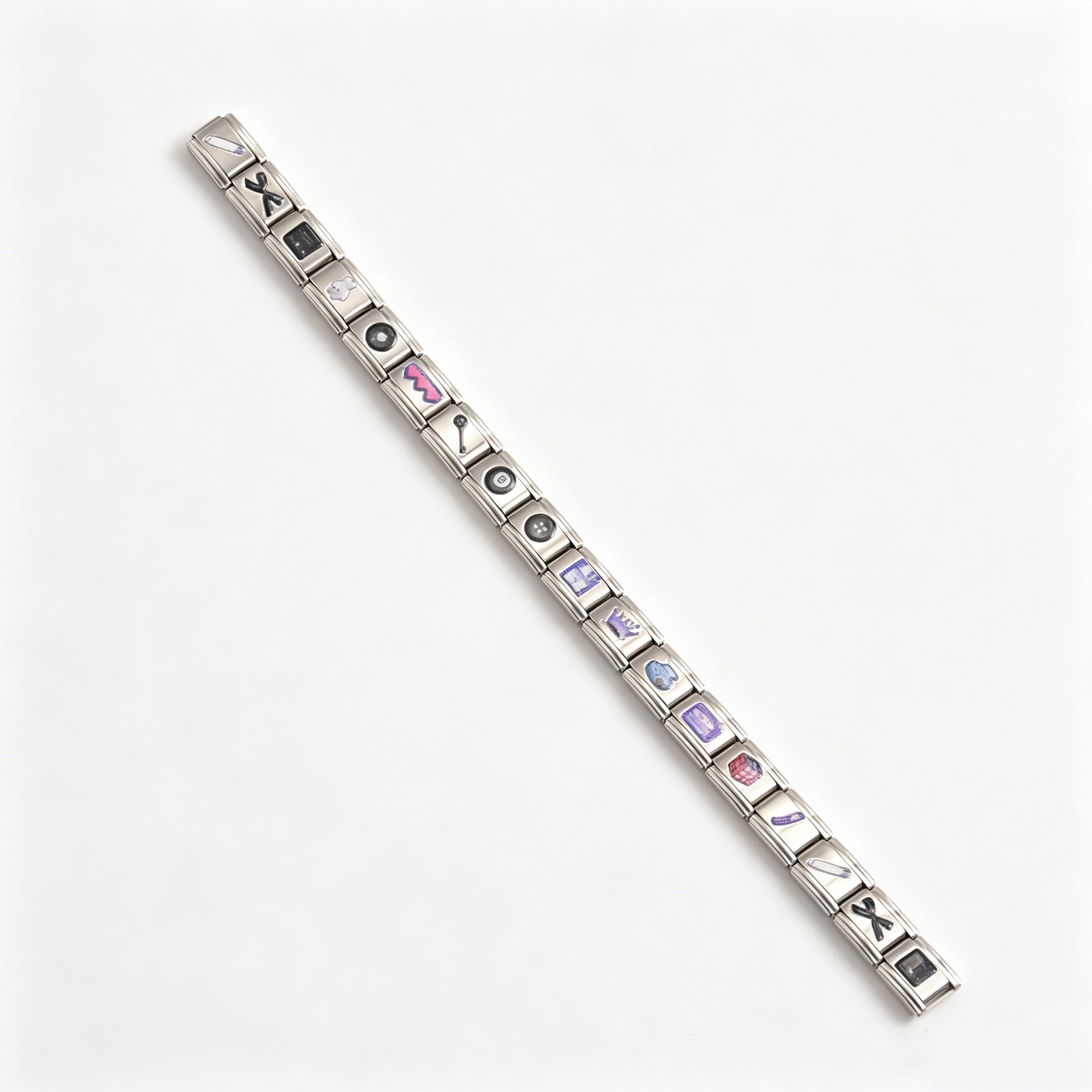 Wholesale Stainless Steel Polished Modular Bracelet with UV Print,  Unisex Everyday Jewelry Accessory