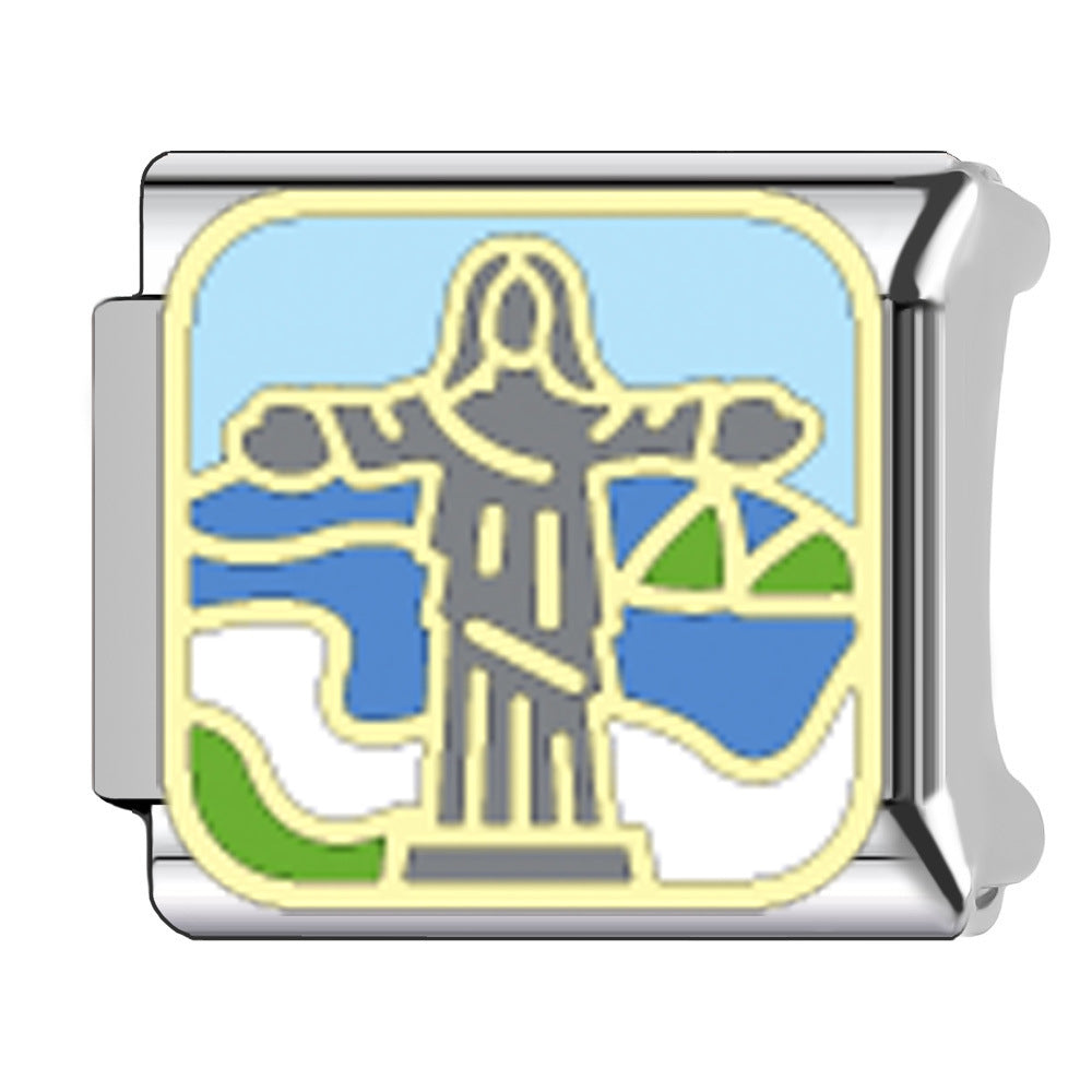 Wholesale   Italian Charm Bracelet 9mm DIY Egyptian pyramid landmark Creative Stainless Steel Composable Bracelet