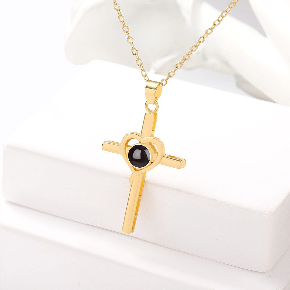 Wholesale 100 Languages I Love You Projection Love Cross Necklace ACC-NE-Shiyu005
