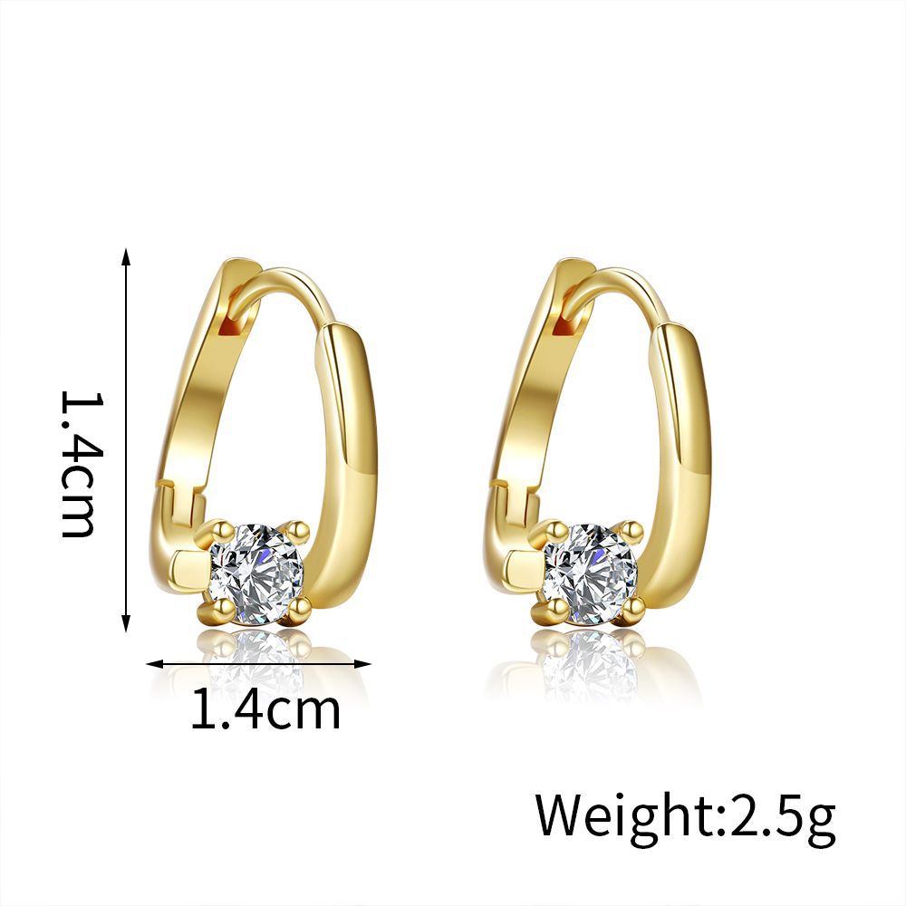 Wholesale Copper Gold Geometric Stud Earrings Asymmetrical Zircon Jewelry Accessory for Women Everyday Wear