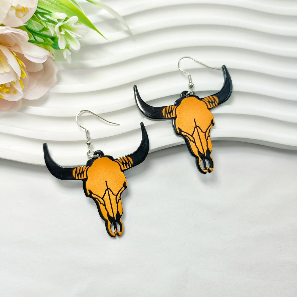 Wholesale Western Cowboy Style Earrings Retro Ethnic Style Acrylic Sheet Earrings ACC-ES-Qiyu018