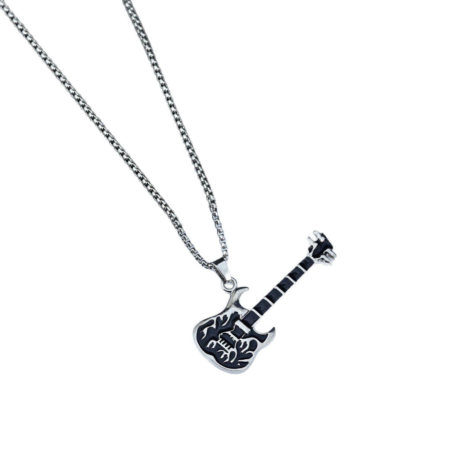 Wholesale Stainless Steel Men S Electric Guitar Pendant Necklace Hip Hop Music Jewelry Fashion Gift