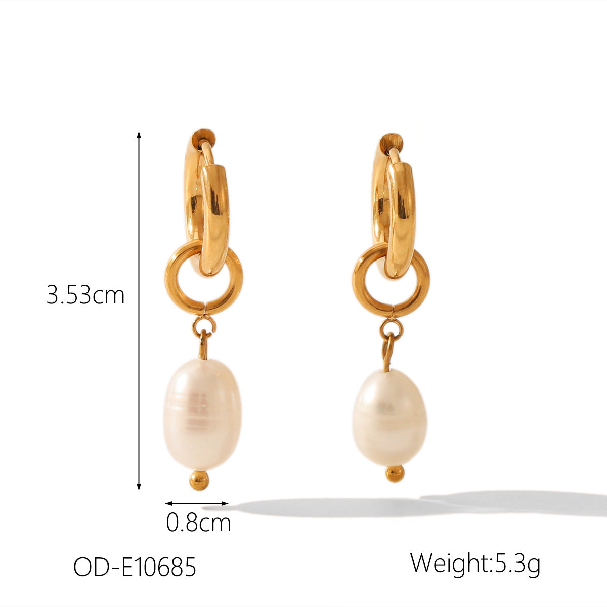 Wholesale Stainless Steel Ring Ear Buckle Pearl Pendant Earrings
