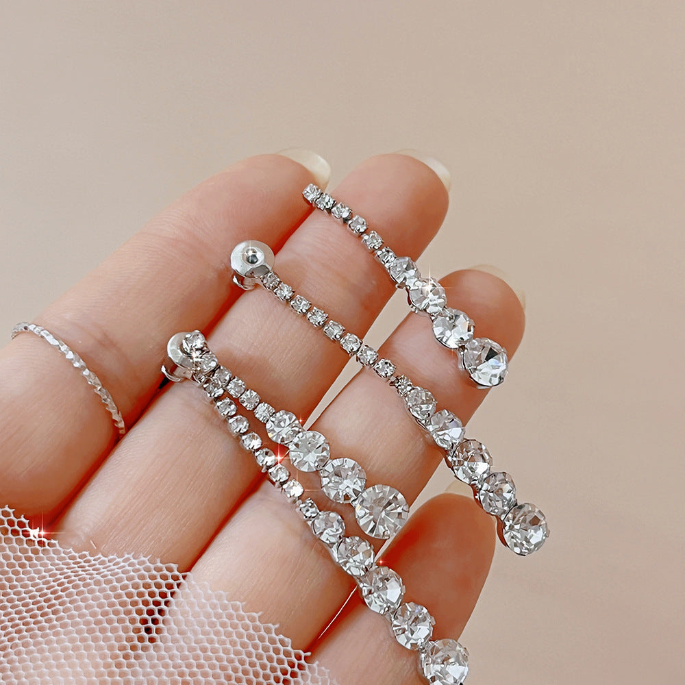 Wholesale Gold Rhinestone Geometric Long Earrings Women Trendy Jewelry Accessory Party Gift