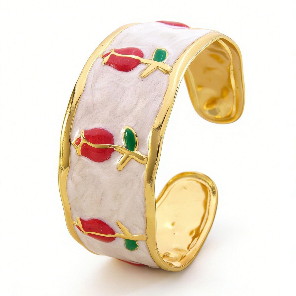 Wholesale Fashion Stainless Steel Tulip Drip Oil Open Bracelet Jewelry Accessory