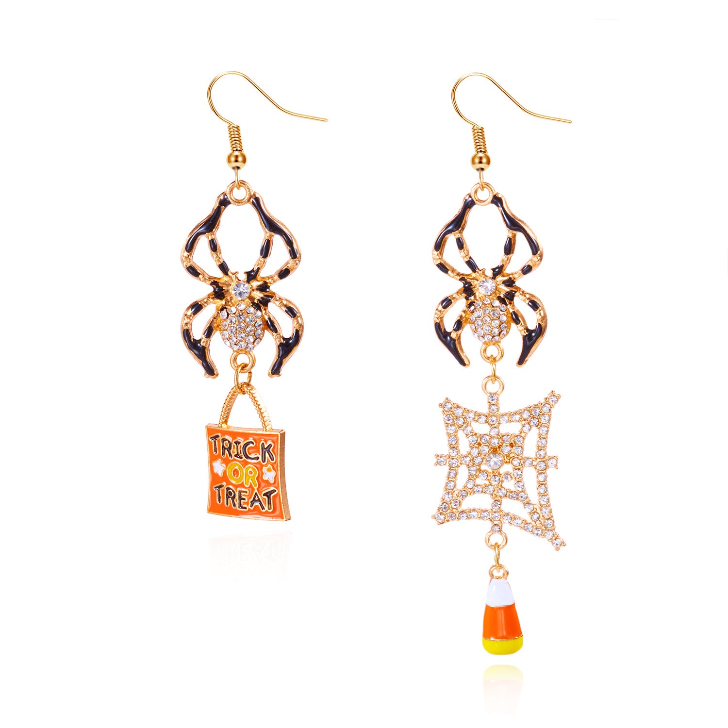 Wholesale Oil-Dropping Diamond Pumpkin Earrings