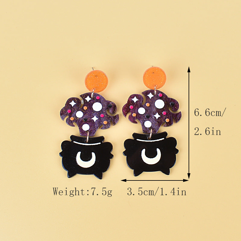 Wholesale Halloween Earrings Witch Tombstone Scream Ghost Acrylic  Earrings