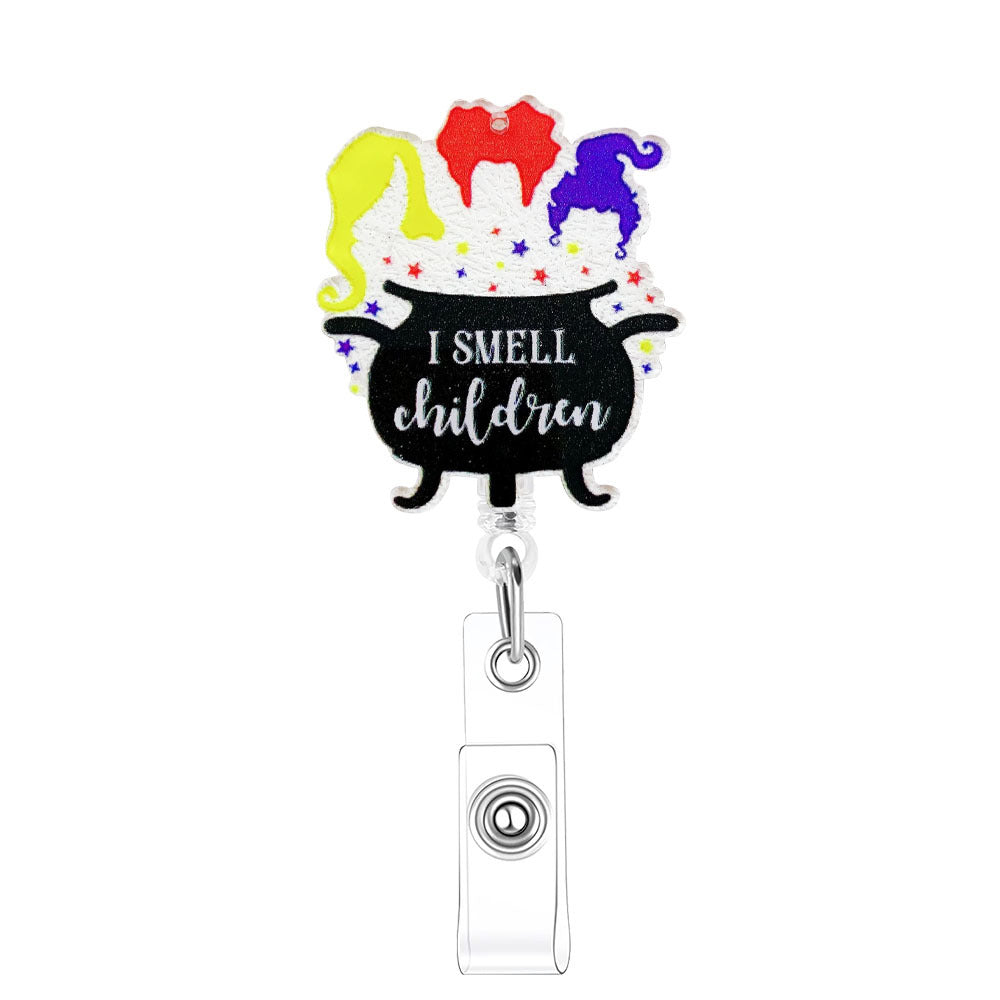 Wholesale Halloween Acrylic Printed Colorful Pumpkin Bat Easy Pull Badge Reels Keychains ACC-KC-XinDing005