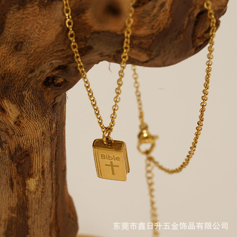 Wholesale Stainless steel square cross necklace