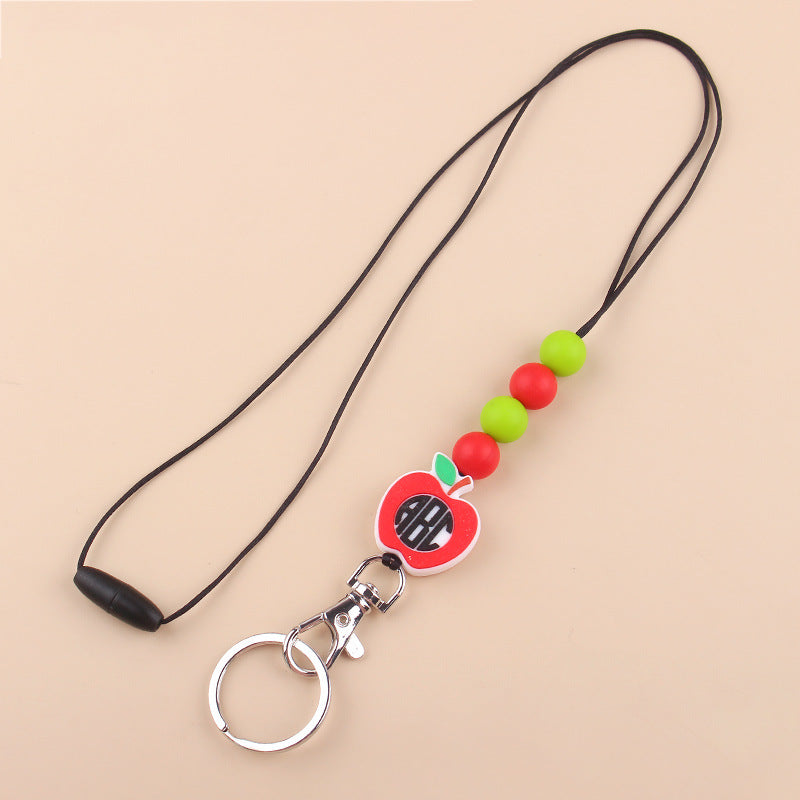 Wholesale Cartoon Silicone Beaded Apple Necklace Keychain Creative Keychain ACC-KC-GuangTian044