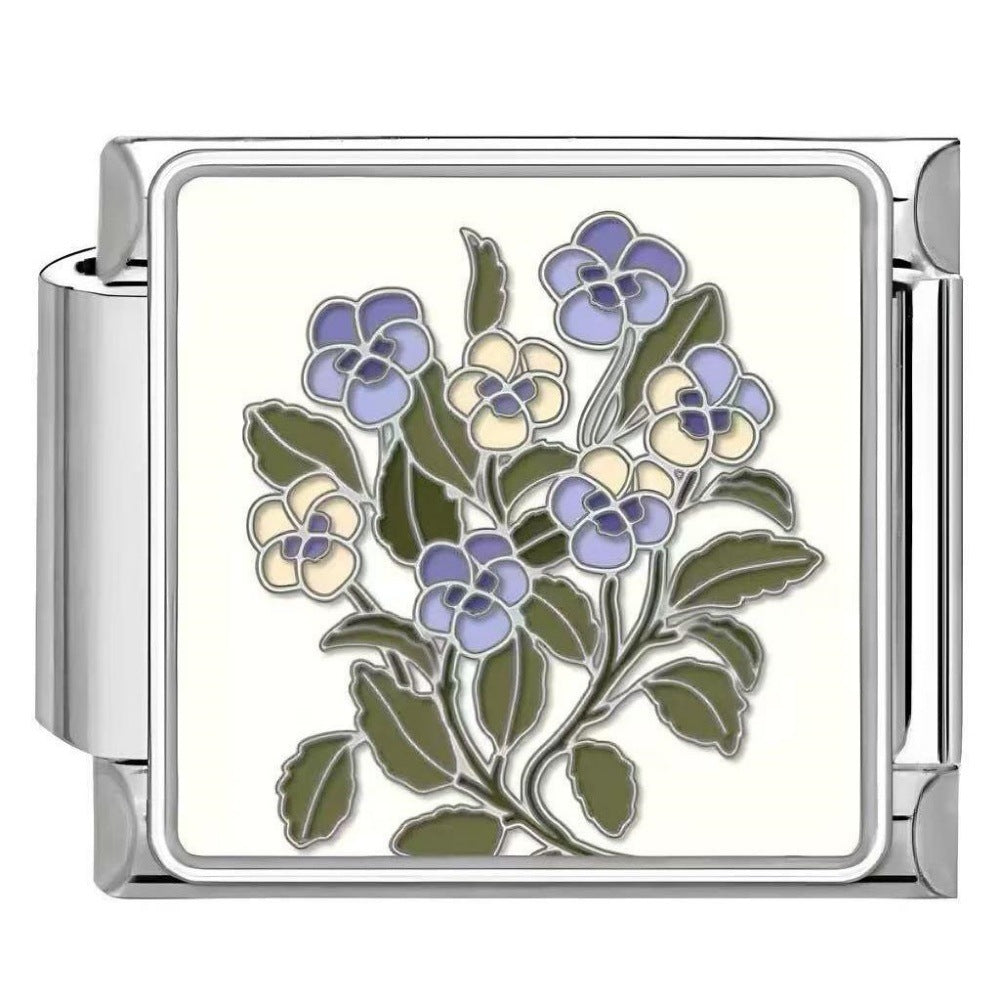 Wholesale DIY modular bracelet with floral pattern,  original design,  Italian Charms Bracelet