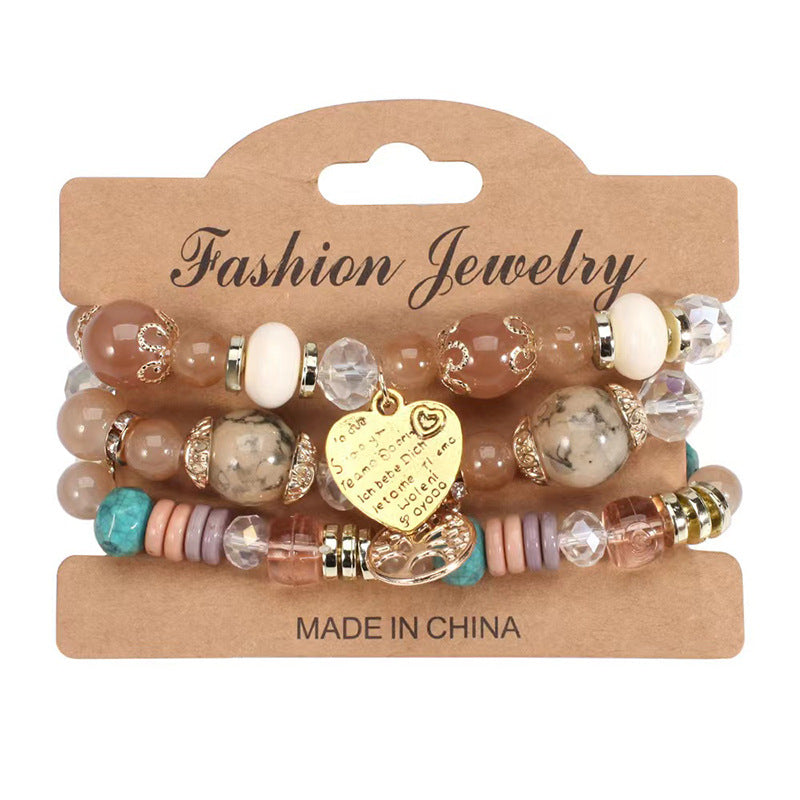 Wholesale Bohemian Elastic Multi-layer Colorful Beaded Love Bracelet ACC-BT-FengLi002