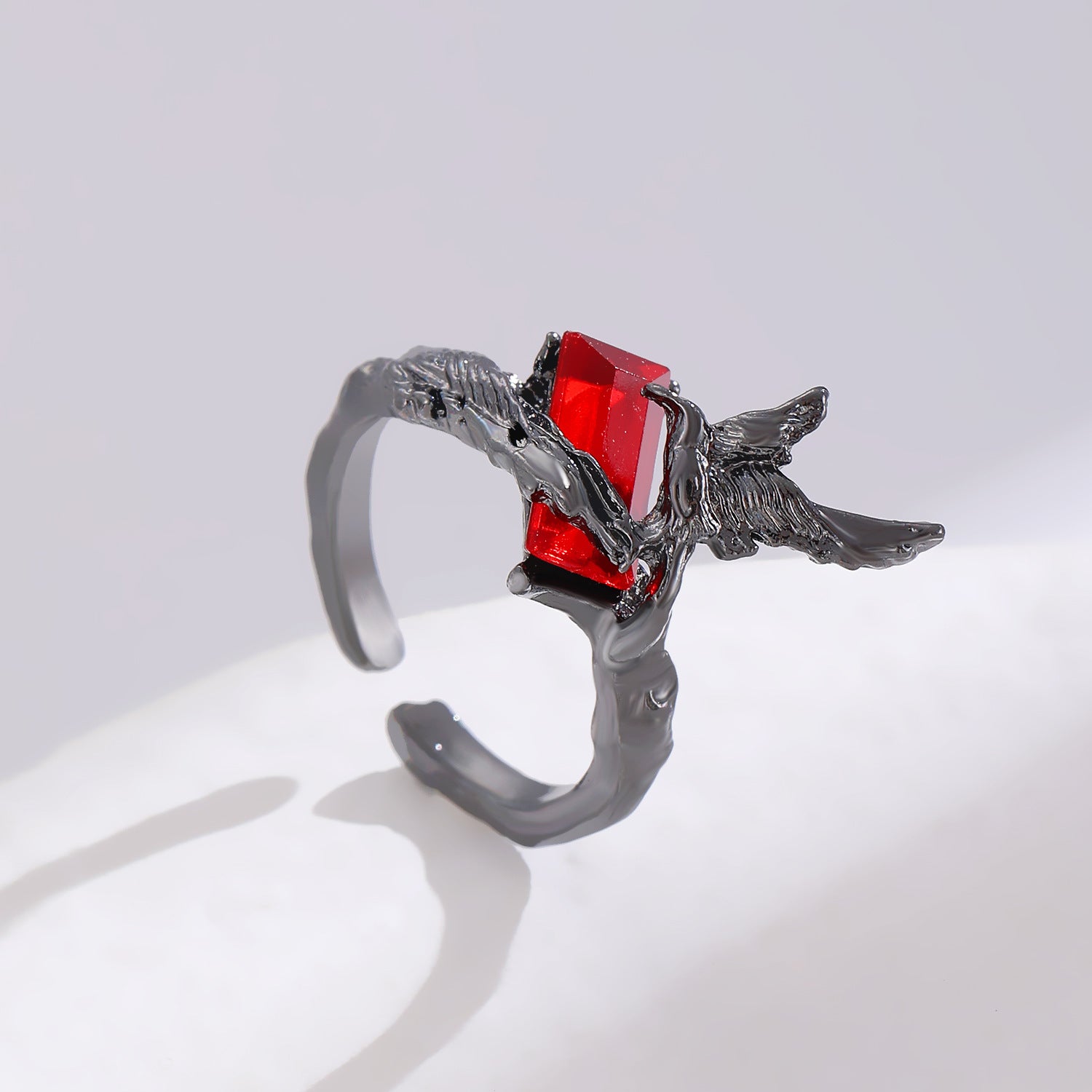 Wholesale Geometric Punk Style Ring with Diamond Pattern - Fashion Accessory for Everyday or Gift