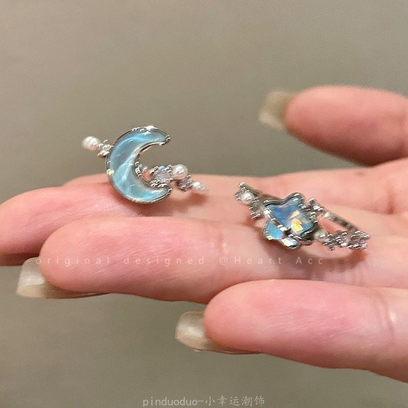 Wholesale Glacier Blue Star Moon Open Ring