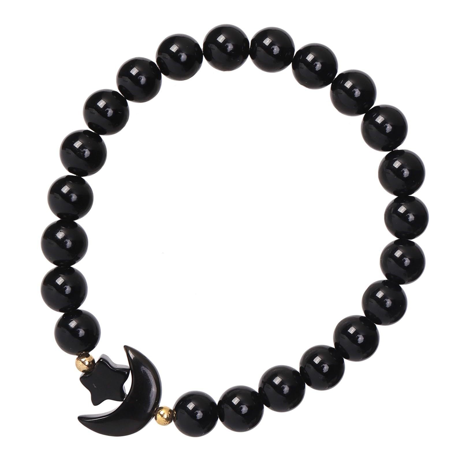 Wholesale Star Moon Crystal Bracelet 8mm Powder Crystal Obsidian  Bracelet