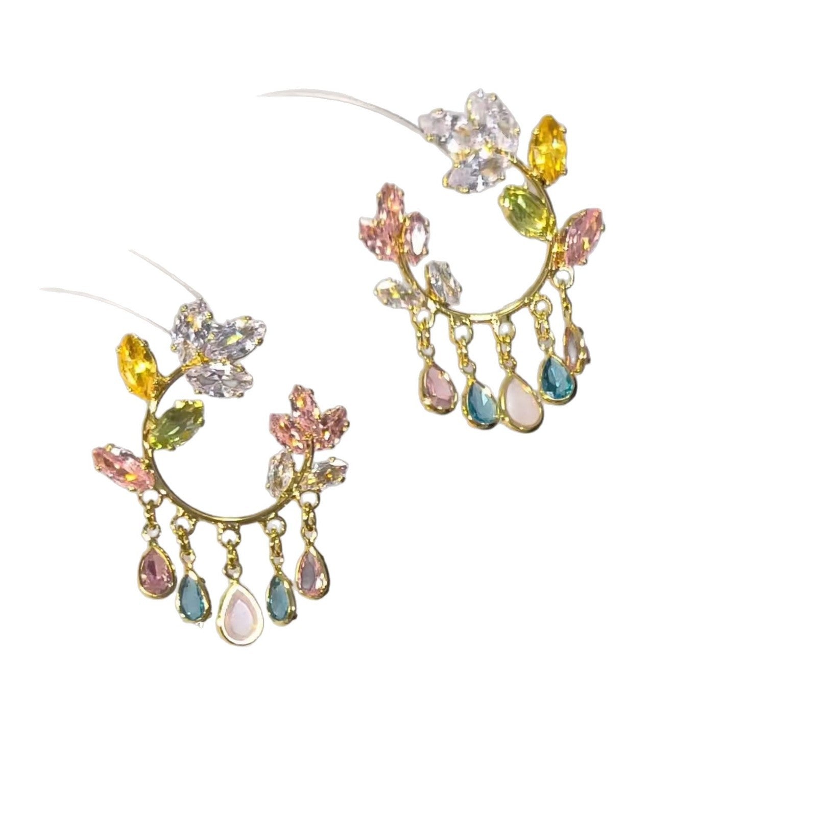 Wholesale Oil painting style flower tassel earrings