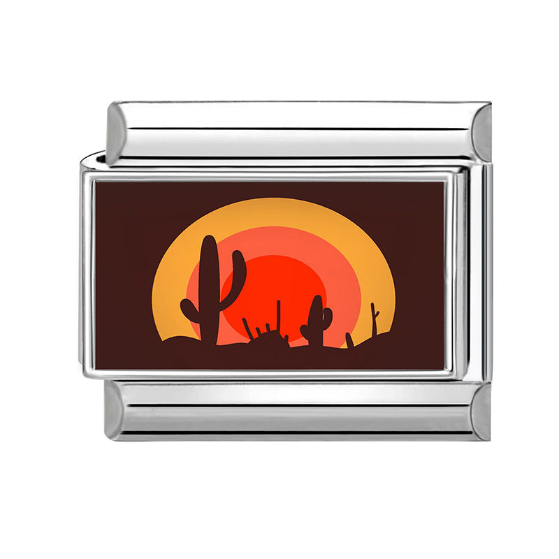 Wholesale Italian Style Landscape DIY Bracelet Charms Stainless Steel Jewelry Making Accessory