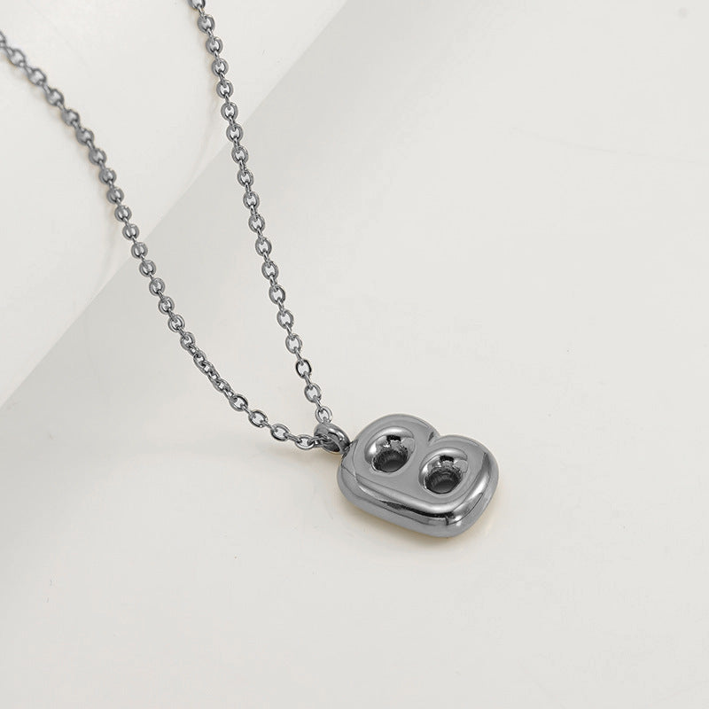 Wholesale  26 English letter necklace  titanium steel bubble smooth letter pendant clavicle chain
