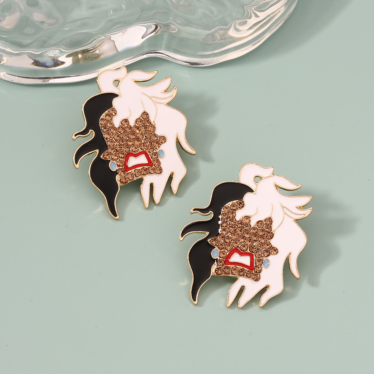 Wholesale Enamel and rhinestone party earrings