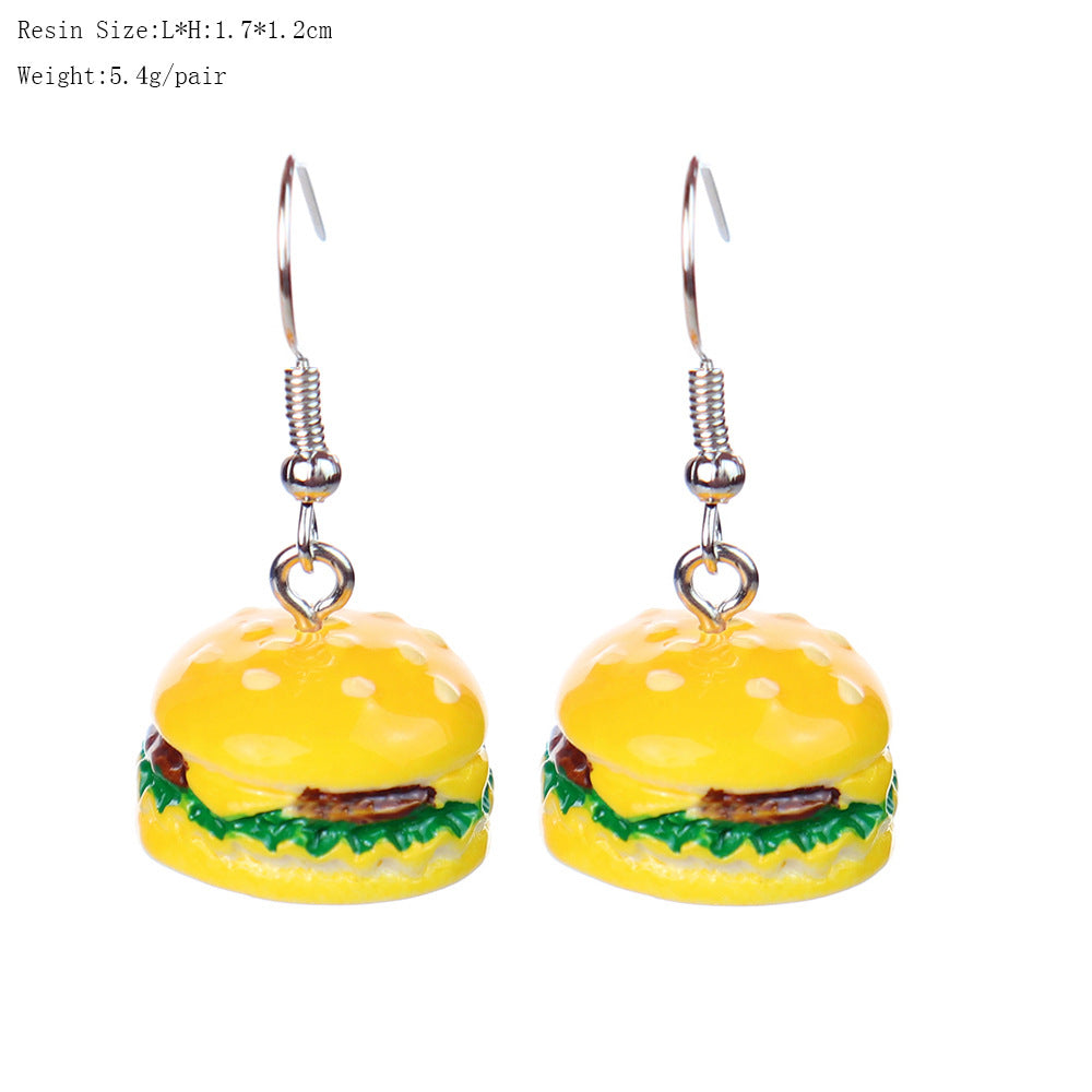Wholesale  fun  simulation food and play beef hamburger earrings