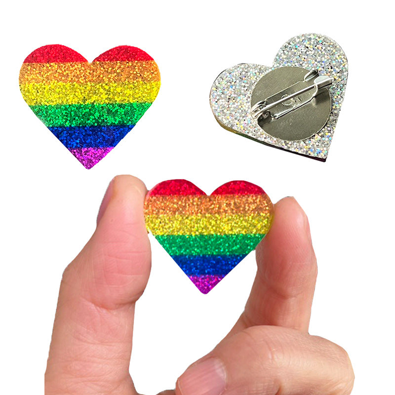 Wholesale  rainbow flag shiny love brooch