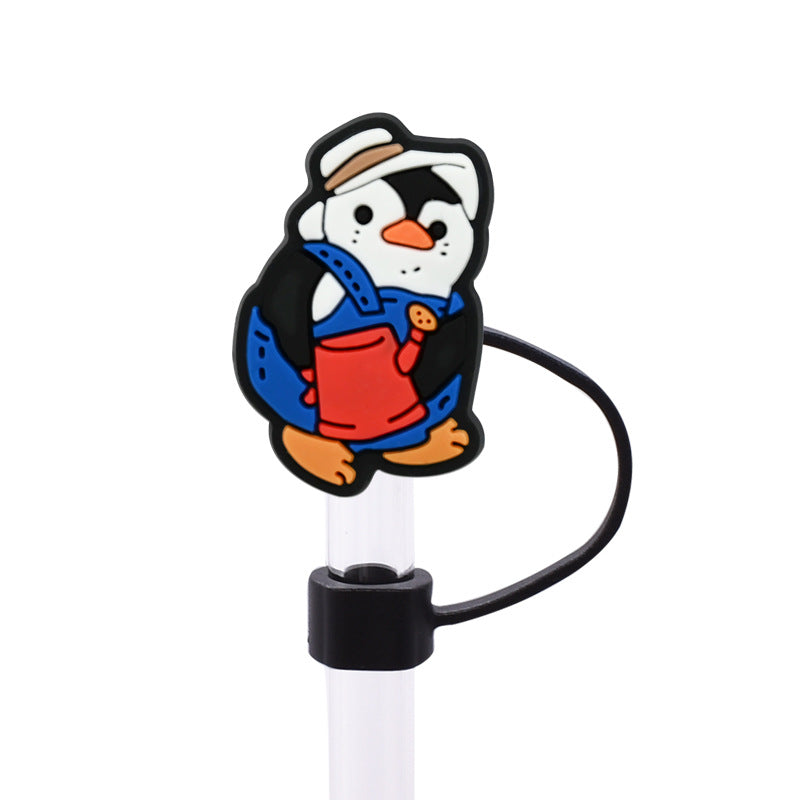 Wholesale Random 100pcs Cute Penguin Series PVC Soft Straw Tube Cap