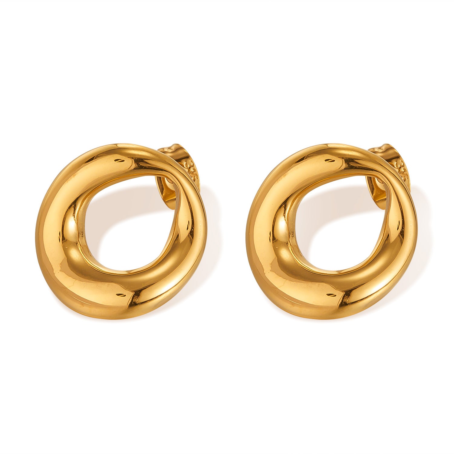 Wholesale  retro stainless steel all-match  geometric gold-plated earrings