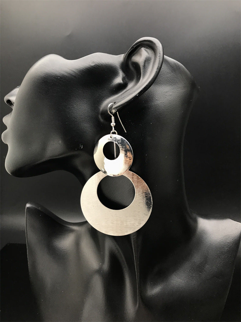 Wholesale Double Hoop Metal Long Earrings ACC-ES-FX054