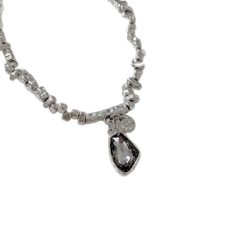 Wholesale Hammered Geometric Bead Pendant Necklace Bracelet Set Trendy Fashion Jewelry Accessory