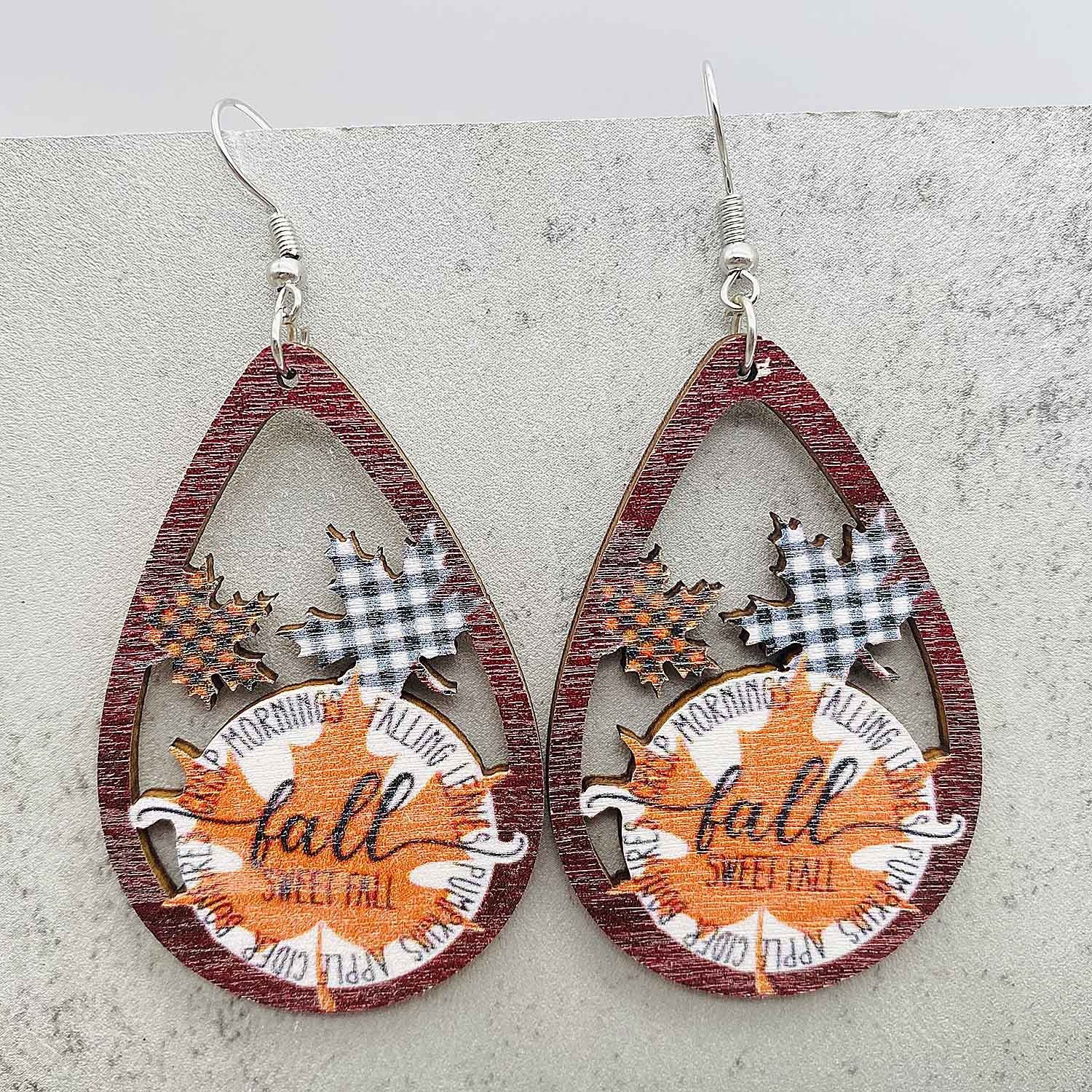 Pendientes de madera de Acción de Gracias de otoño al por mayor