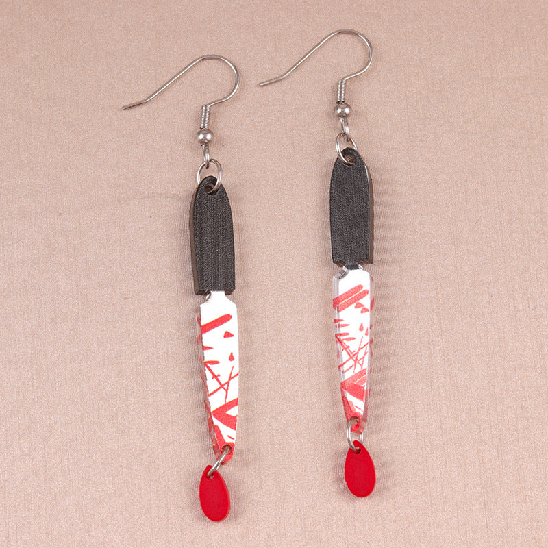 Wholesale Horror  Blooded Knife guillotine acrylic earring