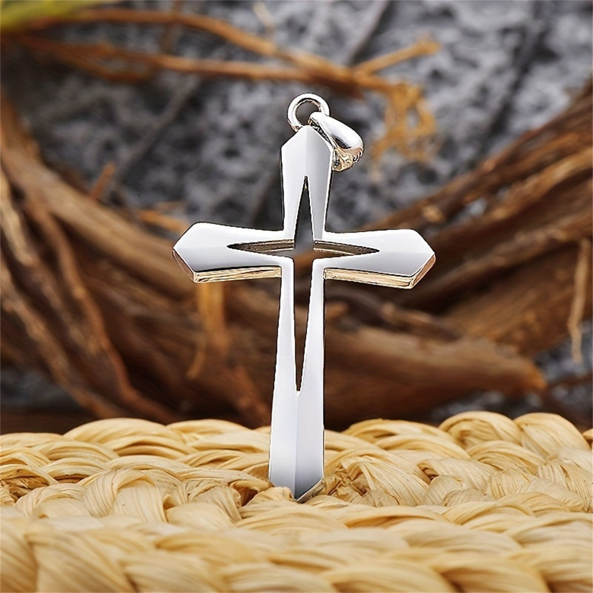 Wholesale Stainless Steel Hollow Cross Necklaces