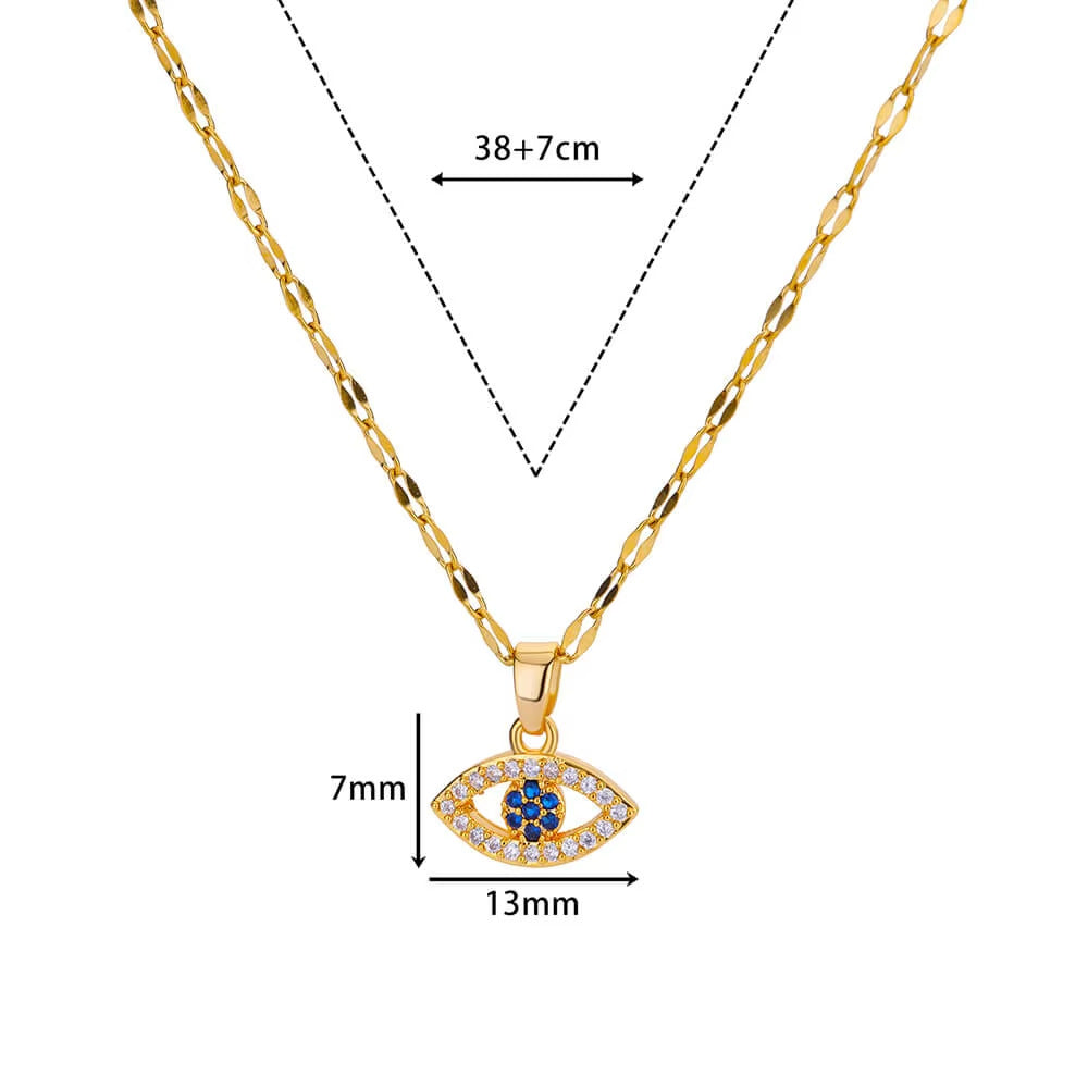 Wholesale  Stainless steel Plated 18K Gold Hand Pendant Blue Zircon  Clavicle Chain