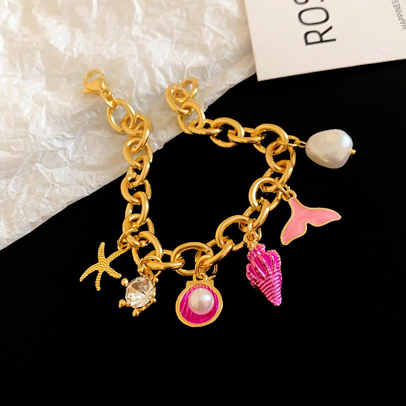 Wholesale Personalized Starfish Conch Fish Tail Shell Marine Chain Bracelet