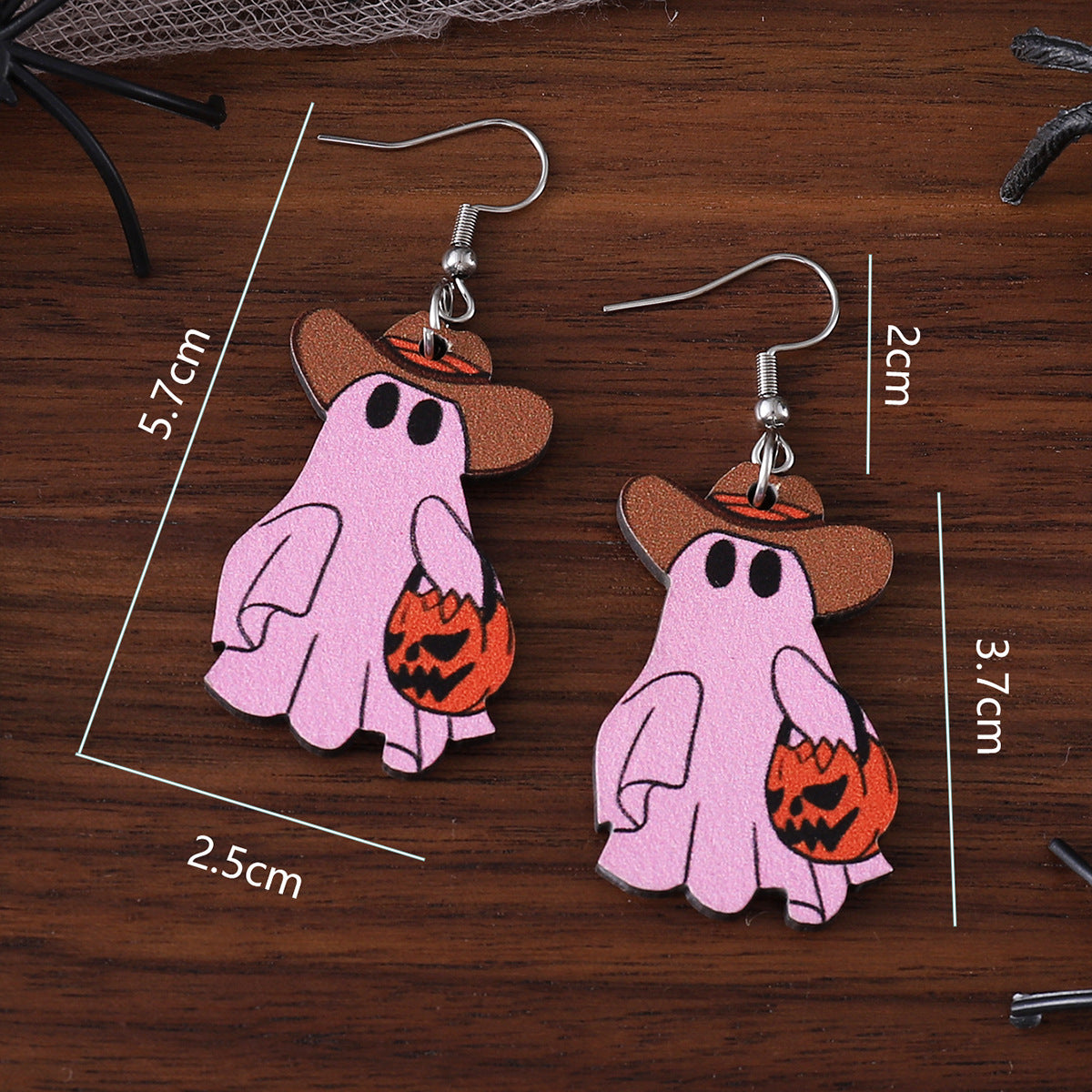 Wholesale  Halloween Ghost Face Pumpkin Cowboy Hat Ghost Pendant Earrings