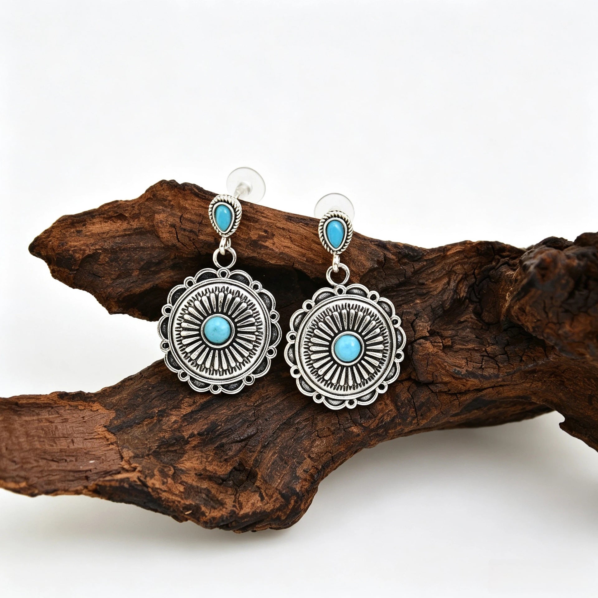 Wholesale Zinc Alloy Turquoise Boho Earrings Geometric Design Fashion Accessory For Women Trendy Gift