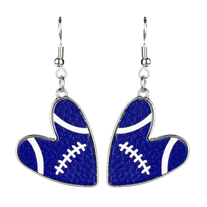 Wholesale 2 Pairs/pack Love Metal Earrings Multi-color Football Mother's Day Earrings ACC-ES-HY135