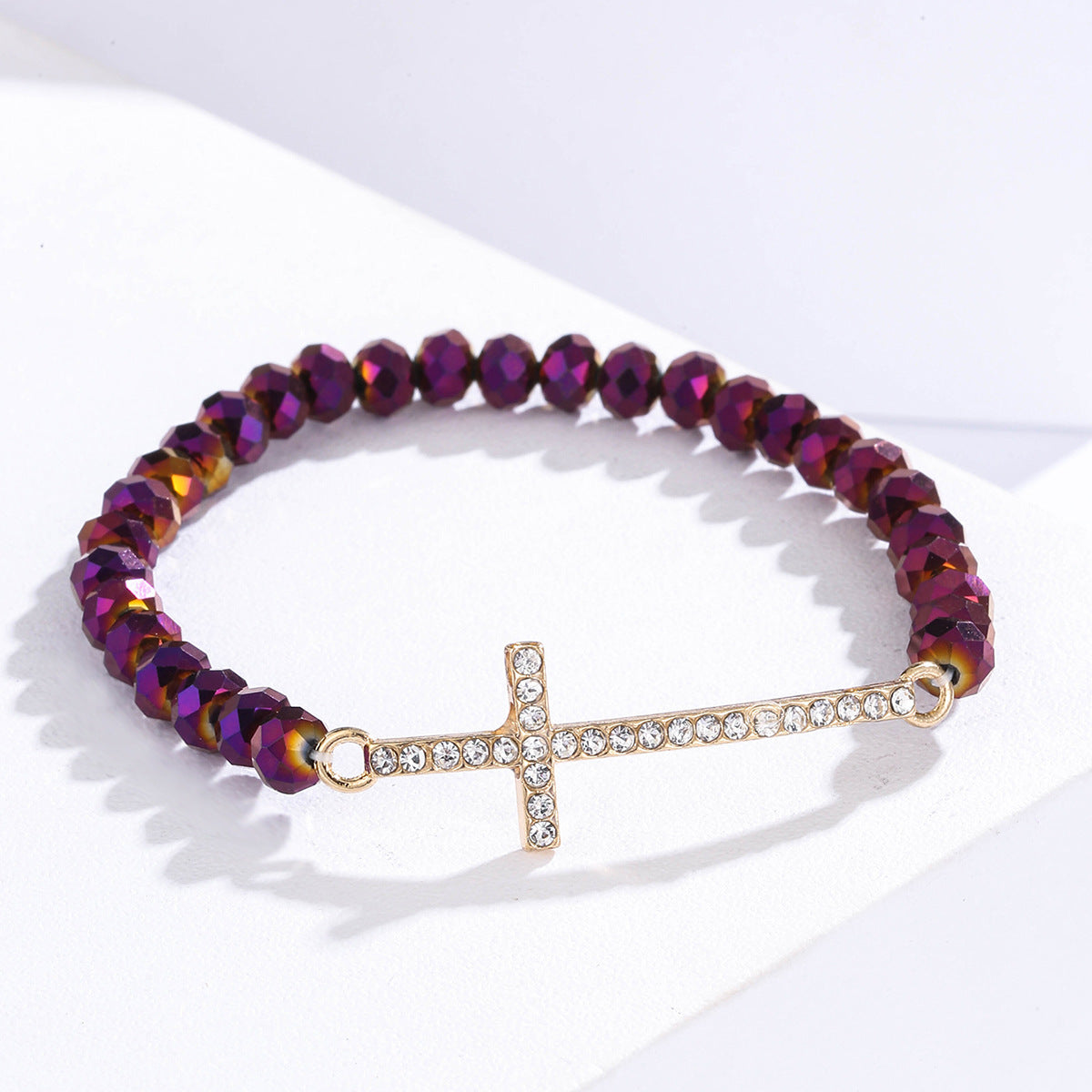 Wholesale Diamond Cross Colorful Crystal Beaded Bracelet