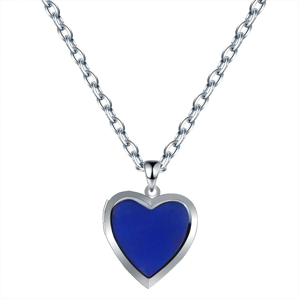 Wholesale Stainless Steel Chain Heart Shaped Love Photo Box Temperature Sensitive Color Changing Necklace ACC-NE-Hour002