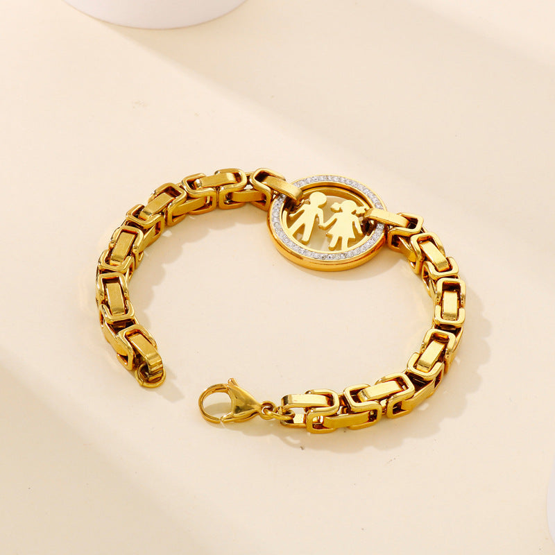 Wholesale hip-hop thick chain hollow full diamond stainless steel bracelet