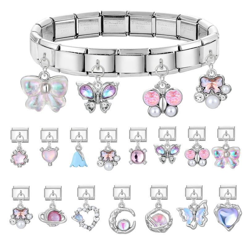 Wholesale 9mm Italian Charm Starter Bracelets DIY Pendant Stainless Steel Composable Bracelet