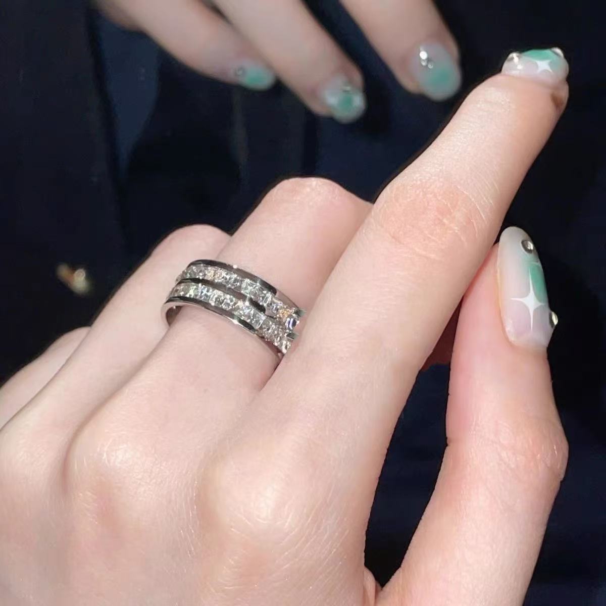 Wholesale Starry Sky Geometric Couple Ring Titanium Steel Trendy Fashion Accessory For Boutique Resale