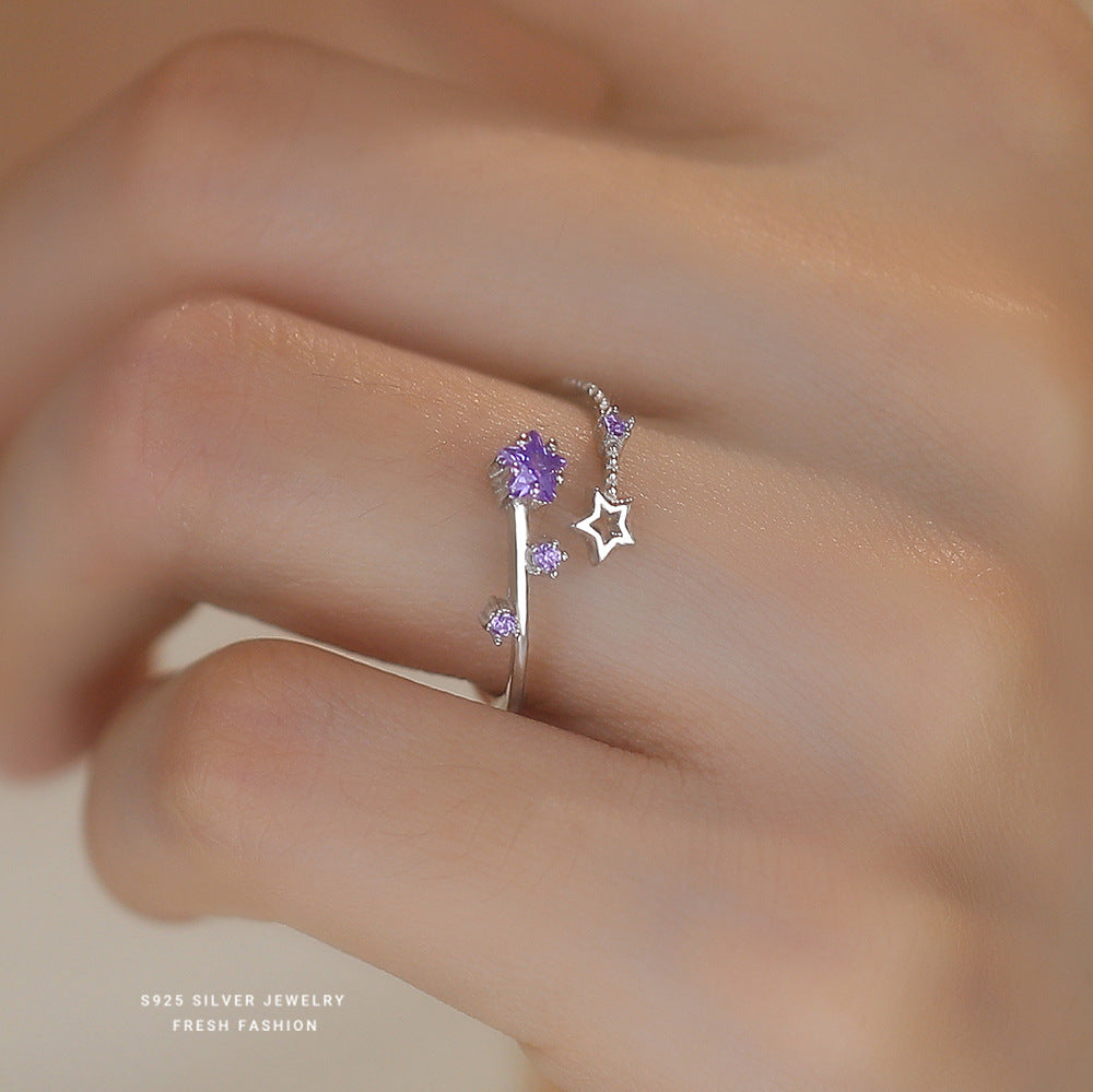 Wholesale 925 Sterling Silver Adjustable Star Zirconia Ring