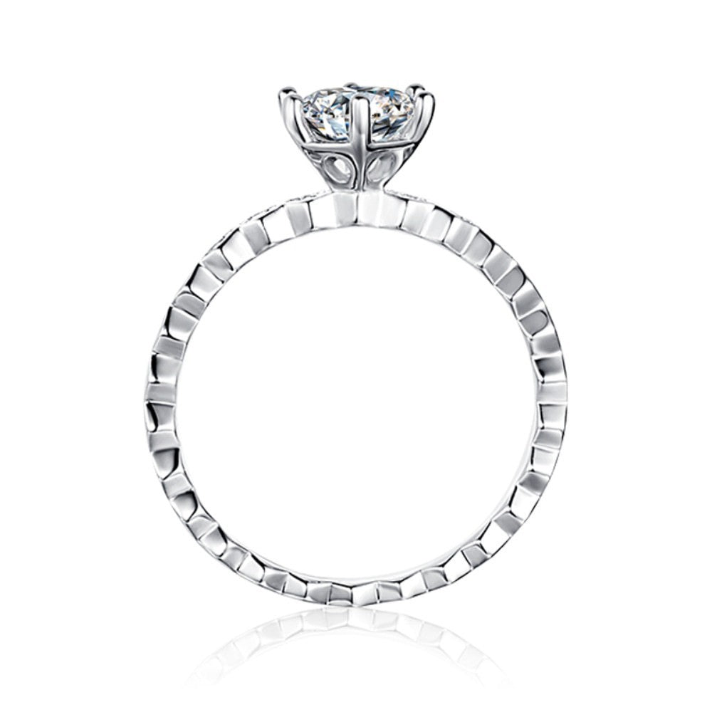 Wholesale Six-Claw Honeycomb S925 Sterling Silver 1 karat Moissanite Diamond Ring