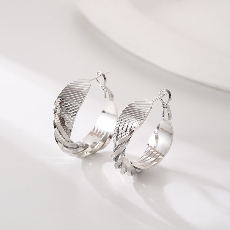 Wholesale Gold Shattered Silver Unique Large Circle Earrings