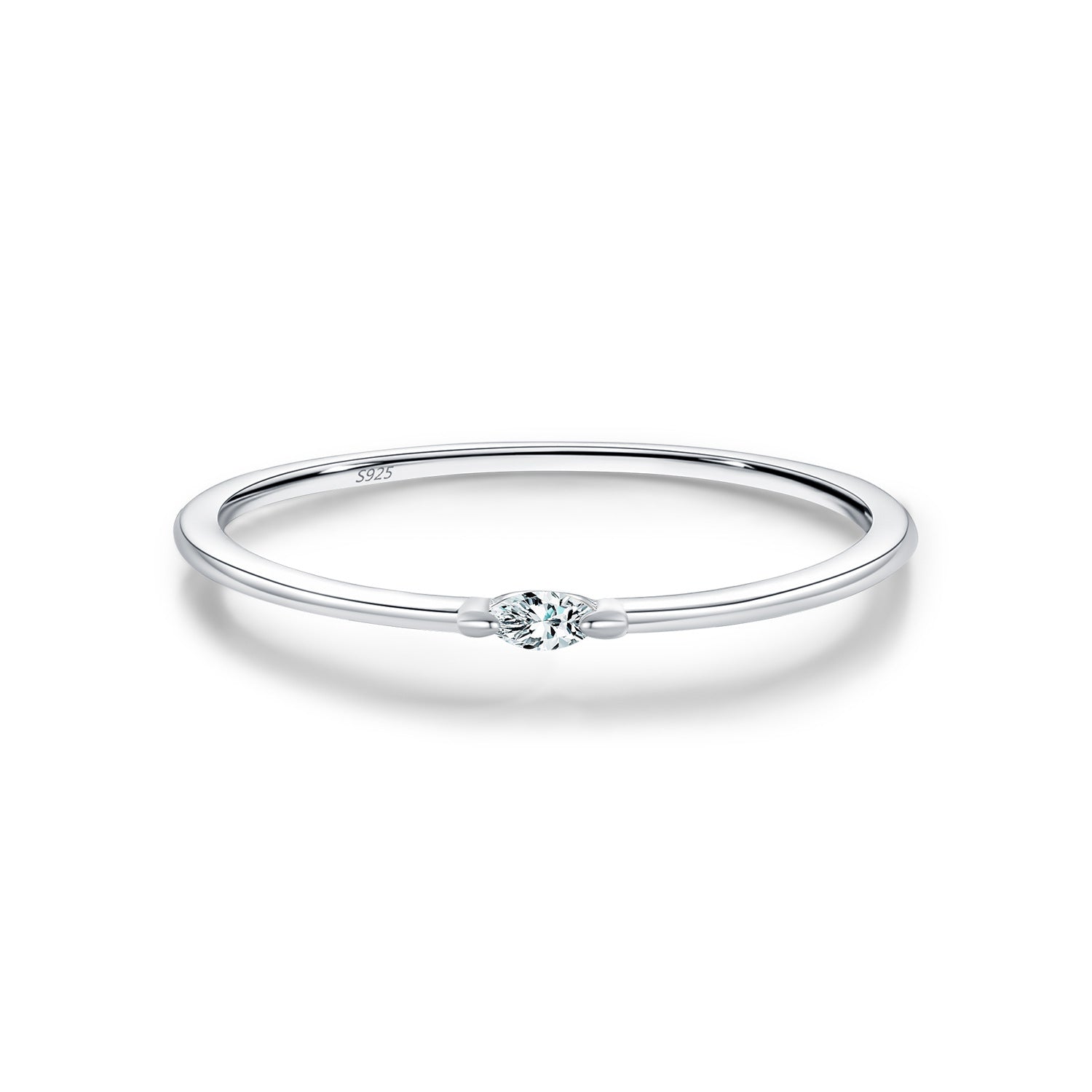 Wholesale Minimalist Moissanite S925 Sterling Silver Stacking Ring For Women Fashion Jewelry Accessory
