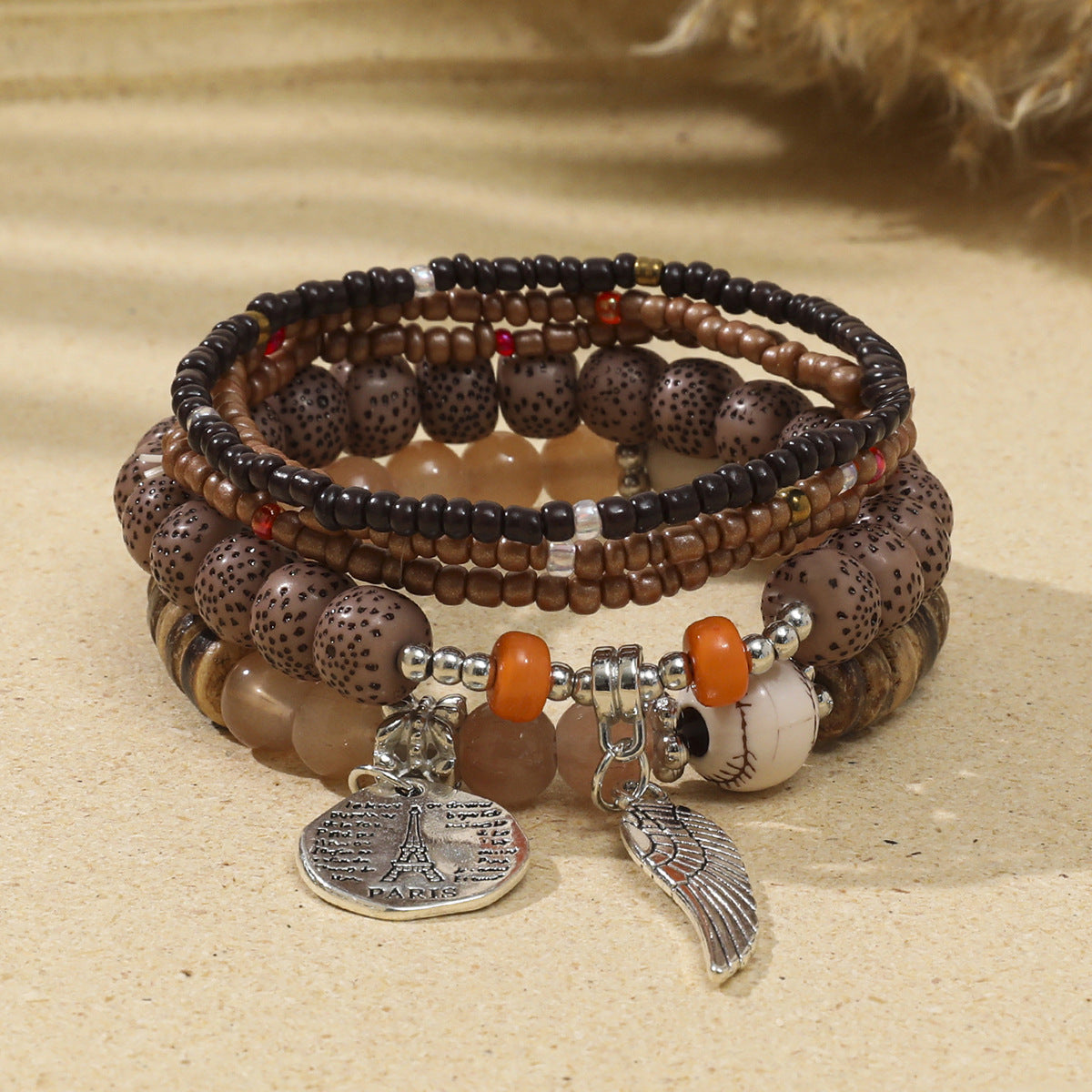 Wholesale Ethnic Style Stretch Bracelet Wing Pendant Stacking Bracelet ACC-BT-XLH007