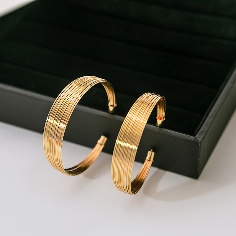 Wholesale Metal Multi-layer Earrings C-shaped Brushed Earrings