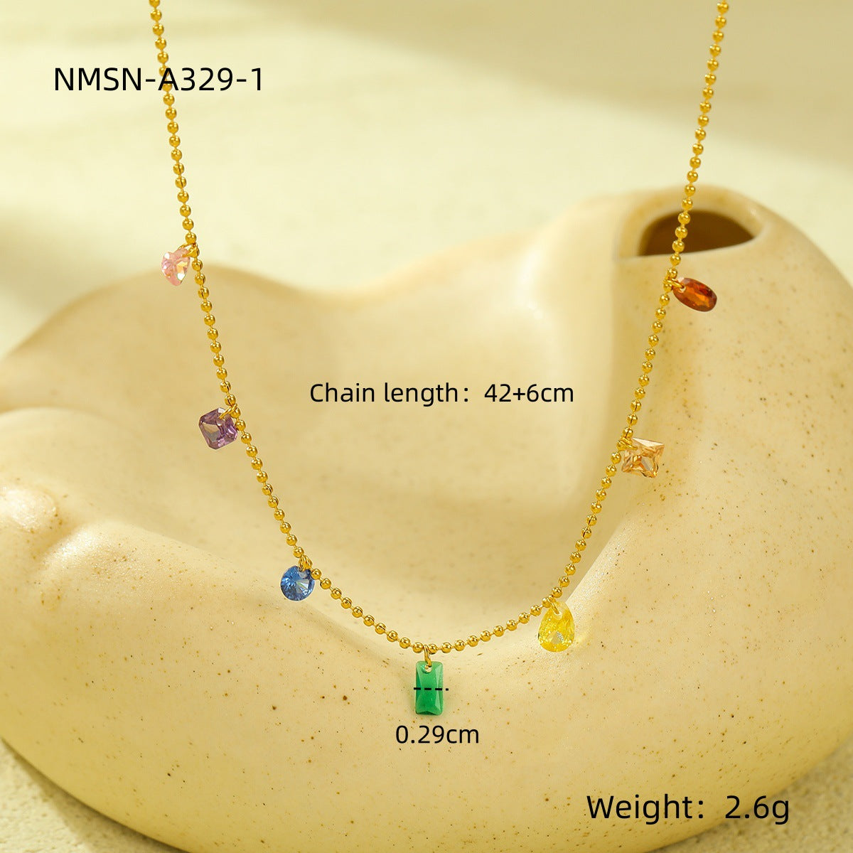 Wholesale Color Natural Stone Light Luxury All-match Stainless Steel Clavicle Chain