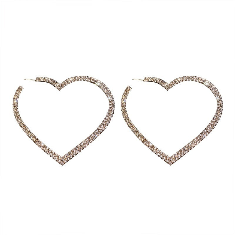 Wholesale Super-large love rhinestone alloy earrings